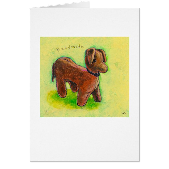 One of a Kind handmade stuffed toy dog painting Card