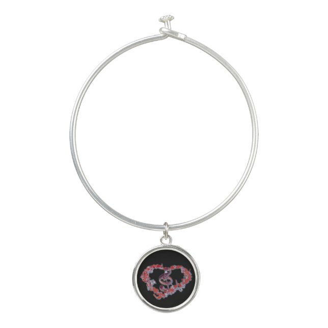 One-of-a-Kind Love Heart Music Symbol Bangle Bracelet (Front)