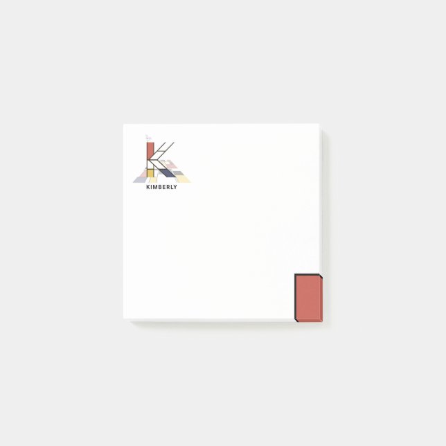 One-of-a-kind Modern Art Monogram. Letter K Post-it Notes (Front)