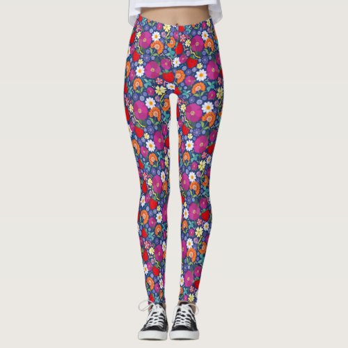 One of a kind plant magic vividly colored floral leggings