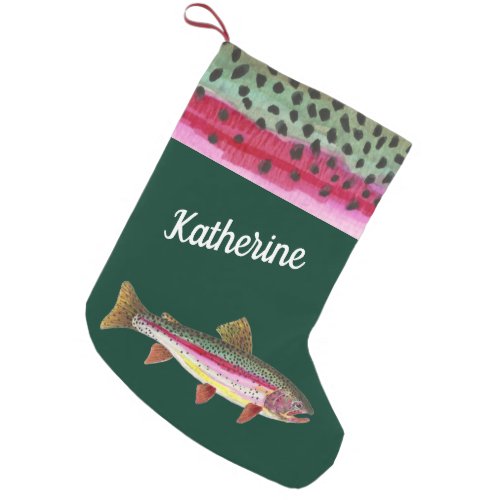 One_of_a_Kind Rainbow Trout Fishing Womens Small Christmas Stocking