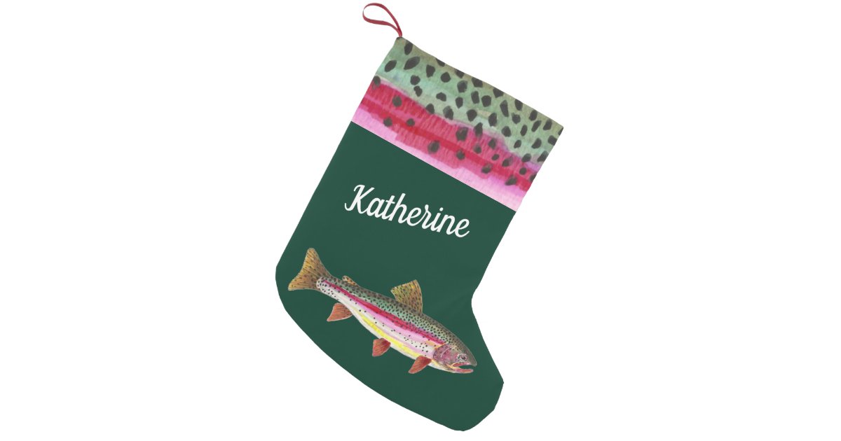 One-of-a-Kind Rainbow Trout Fishing Women's Small Christmas Stocking