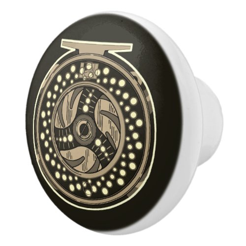 One_of_a_kind Reel for Fly Fishing Decor Ceramic Knob