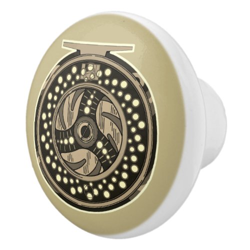 One_of_a_kind Reel for Fly Fishing Decor Ceramic Knob