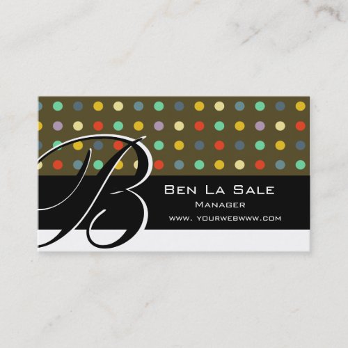 Unique  Polka Dots  Monogram Business Card