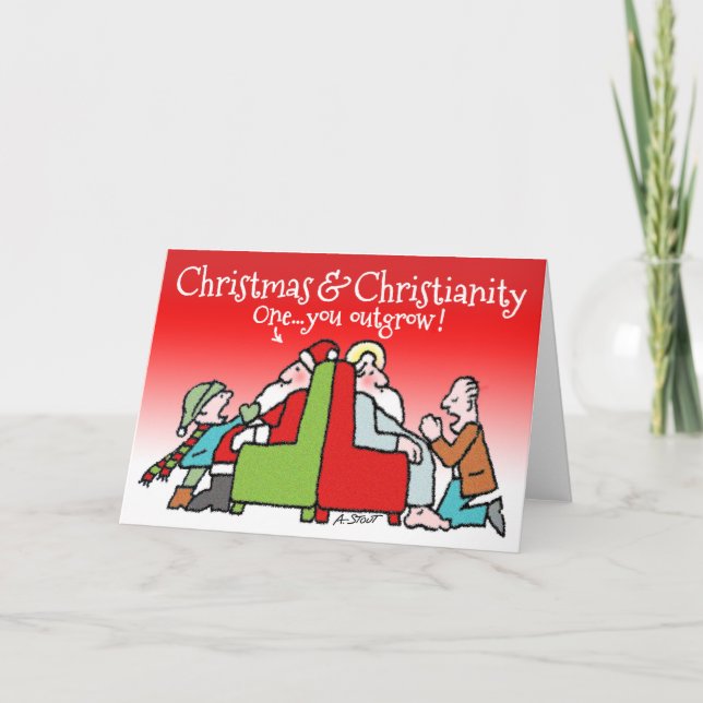 ONE of these Santas you outgrow! - Holiday Card (Front)