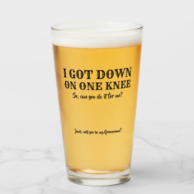 One One Knee - Funny Groomsman Proposal Glass (Front Filled)