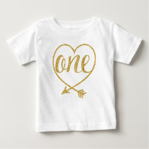 ONE One Year Old Heart Glitter-Print Baby T-Shirt