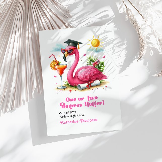 One or Two Degrees Hotter Flamingo Graduation Announcement (One or Two Degrees Hotter Flamingo Graduation Announcement)