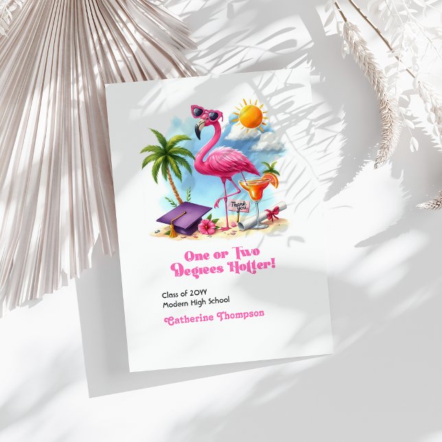 One or Two Degrees Hotter Flamingo Graduation Thank You Card (One or Two Degrees Hotter Flamingo Graduation Thank You Card)