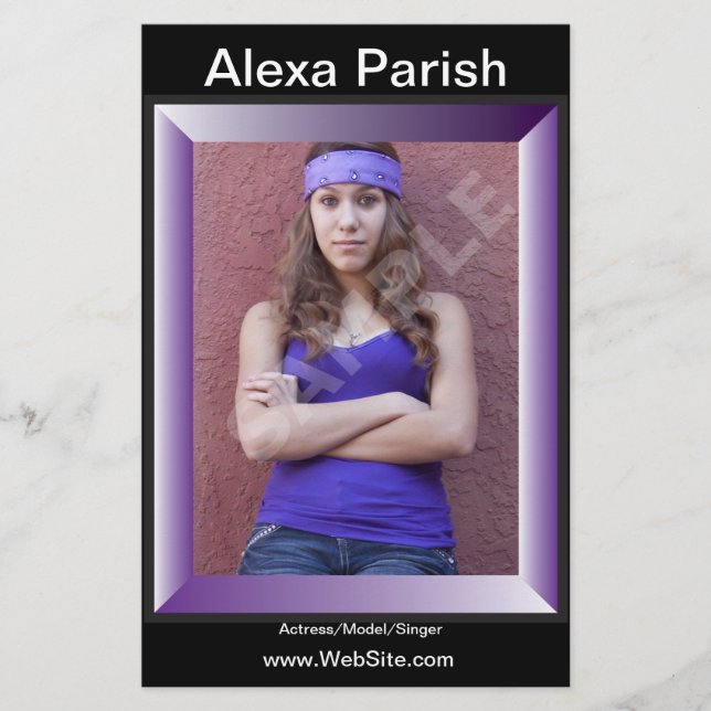 One or Two Sided Model Head-shot Comp/Zed Card Flyer (Front)