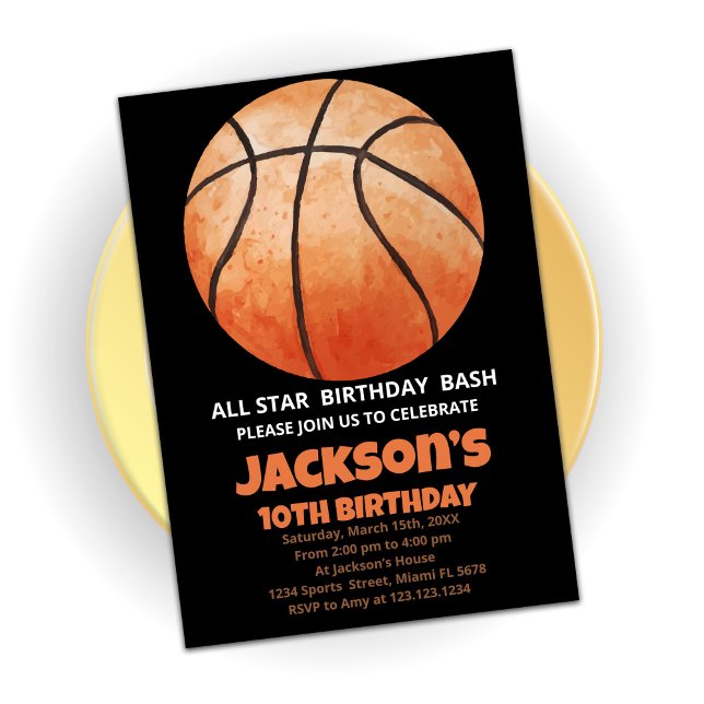 One Orange Basketball Birthday Invitations (Creator Uploaded)