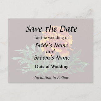 One Orange Marigold with Yellow Tips Announcement Postcard