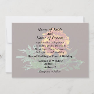 One Orange Marigold with Yellow Tips Invitation