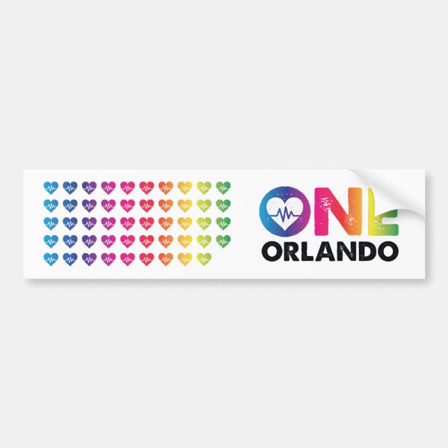 One Orlando One Pulse 49 Hearts Rainbow Bumper Sticker (Front)