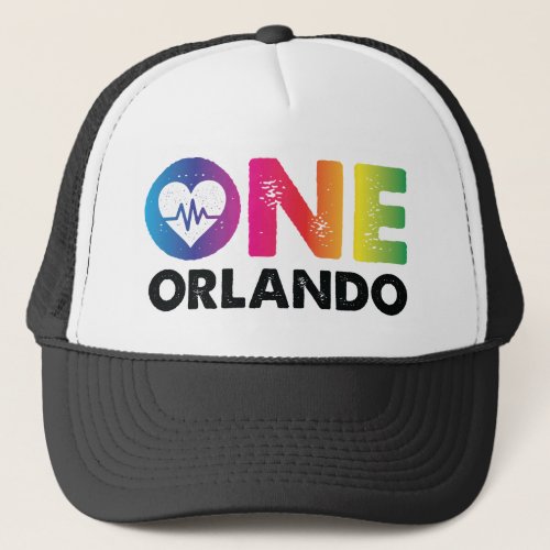 One Orlando One Pulse Rainbow Heart Trucker Hat