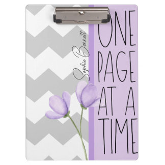 One Page at a Time – Motivational Lavender Floral Clipboard