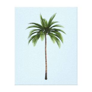 One Palm Tree Tropical Beach Summer Any Color Canvas Print