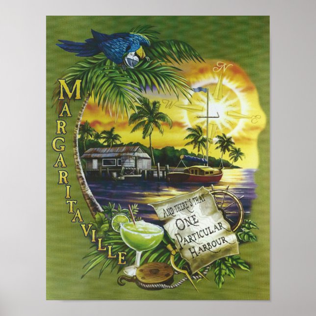 One Particular Harbor Jimmy Buffett Lyrics Poster (Front)