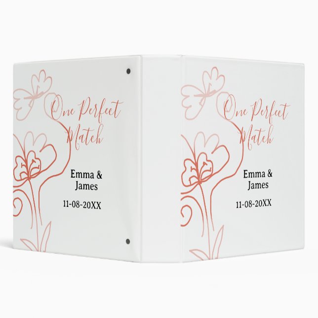 One Perfect match terracotta wedding couple name f 3 Ring Binder (Background)