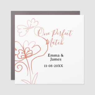 One Perfect match terracotta wedding couple name f Car Magnet