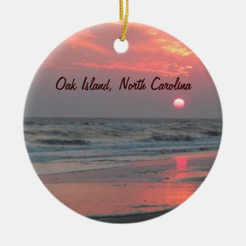 One Perfect Sunset _ Oak Island NC Ceramic Ornament