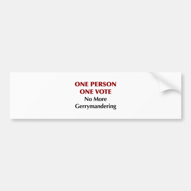 One Person One Vote, No More Gerrymandering Bumper Sticker (Front)