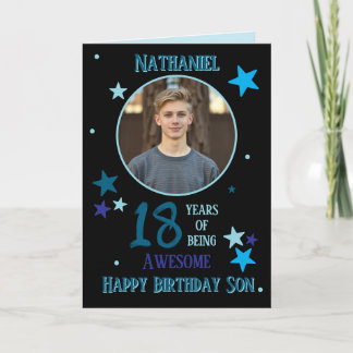 One Photo 18th Birthday Card For Son