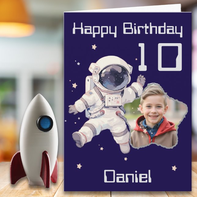 One Photo Astronaut 10th Birthday Card (Creator Uploaded)