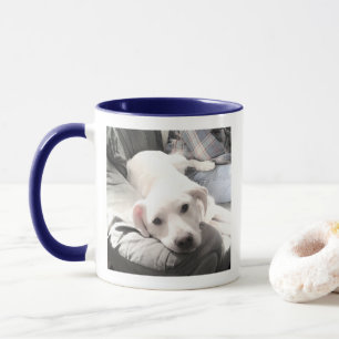 One Photo Best Dad Ever Cute Puppy Dog Blue Heart  Mug