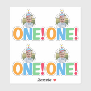 One Photo birthday Cupcake Topper Sticker