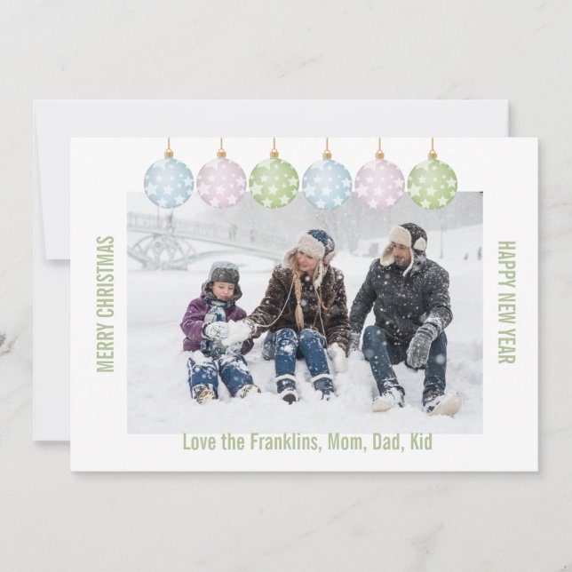 One Photo Christmas Ornaments Editable Holiday Card (Front)
