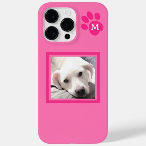 One Photo Cute Dog Paw Hot Pink Single Initial Case_Mate iPhone 14 Pro Max Case