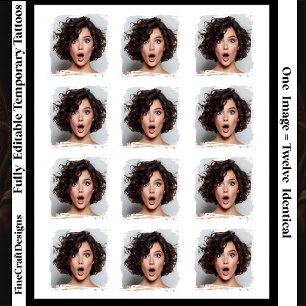 One Photo Face etc, 12 Identical Brushstroke Frame Temporary Tattoos