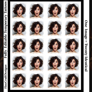One Photo Face etc, 20 Identical Brushstroke Frame Temporary Tattoos