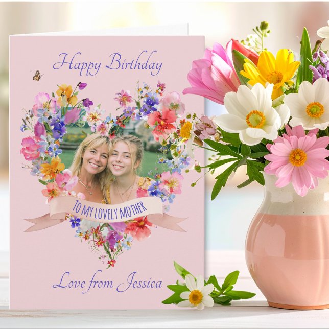 One Photo Floral Birthday Card (Creator Uploaded)