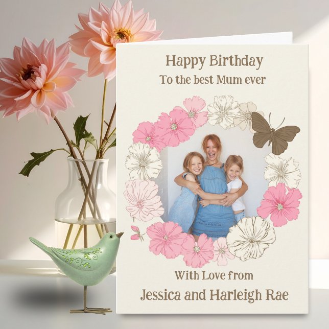 One Photo Floral Birthday Card (Creator Uploaded)