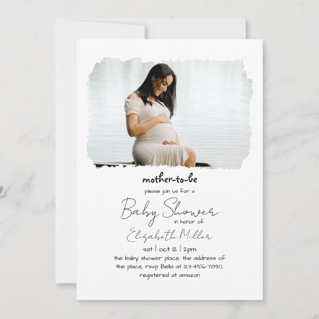 One Photo Frame Overlay Gender Neutral Baby Shower Invitation (Front)