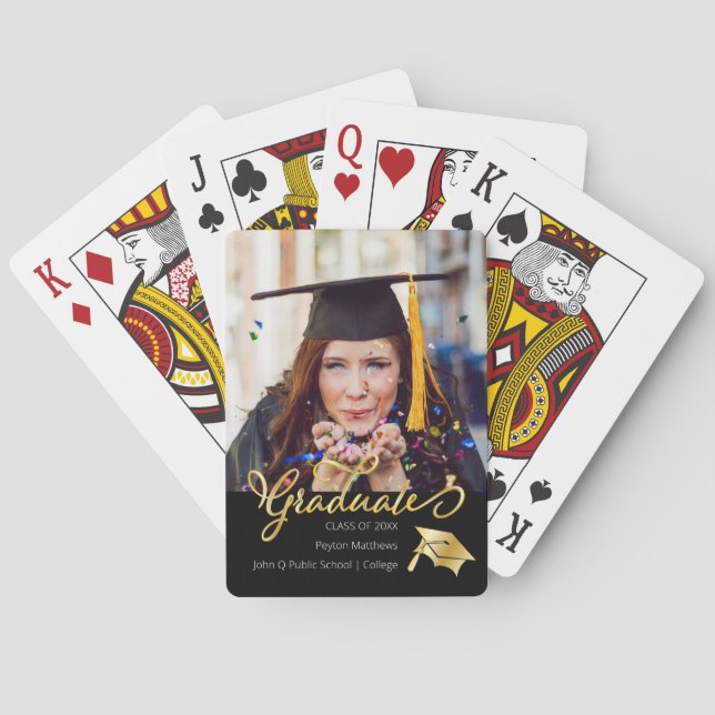 One Photo Graduate Graduation Class of 2023 School Poker Cards (Back)