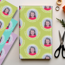 One Photo Happy Birthday Greeting - Multi color Wrapping Paper Sheets