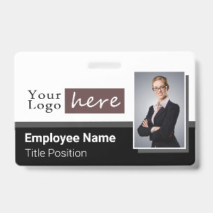 One Photo Horizontal Style Logo Employee Name Badge