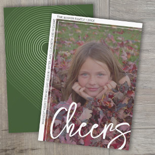 One Photo - Minimal White Border Cheers Holiday Card