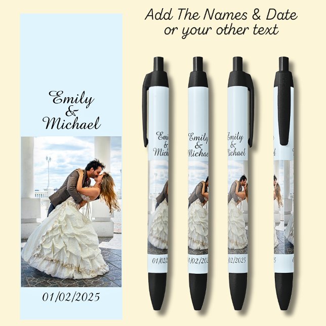 One Photo, Name & Date or your text on soft blue Pen (Creator Uploaded)