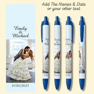 One Photo, Name & Date or your text on soft blue Pen