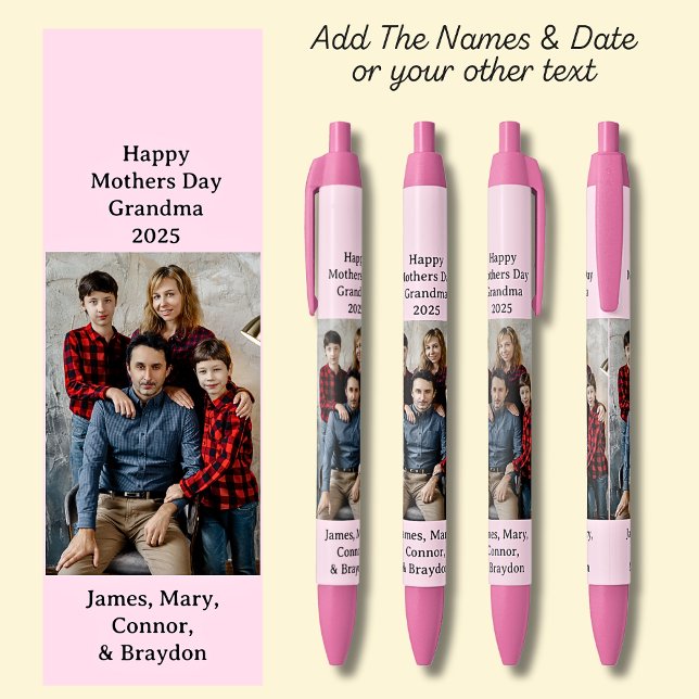 One Photo, Name Date, your Text on soft pink, Pink Pen (Creator Uploaded)
