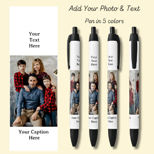 One Photo, Name Date, your Text on white, Black Pen