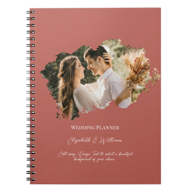 One Photo Overlay Simple Frame Wedding Planner Notebook (Front)