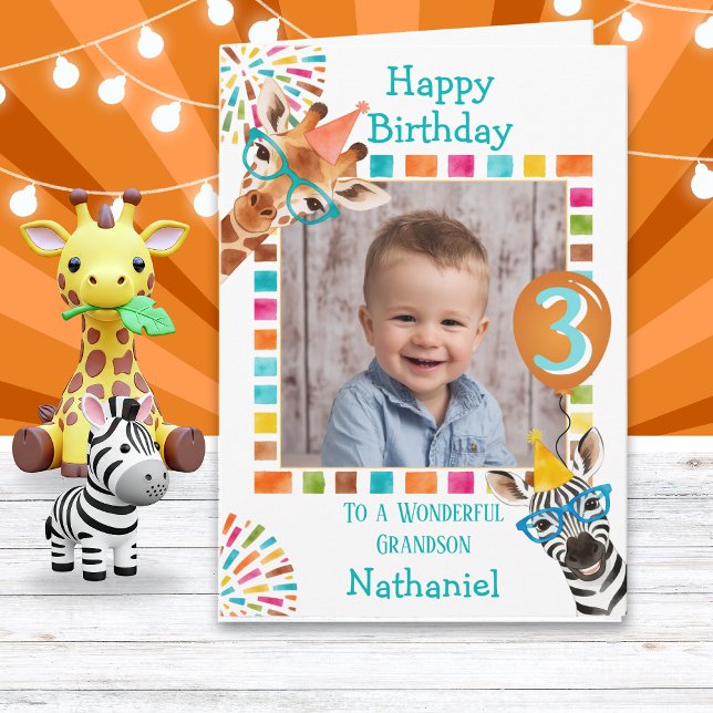 One Photo Party Animals Age Birthday Card (Creator Uploaded)