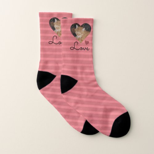One Photo Pet Valentine Love Socks