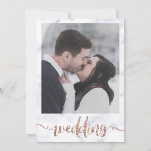 One Photo Rose Gold Glitter Inspirational Wedding Invitation